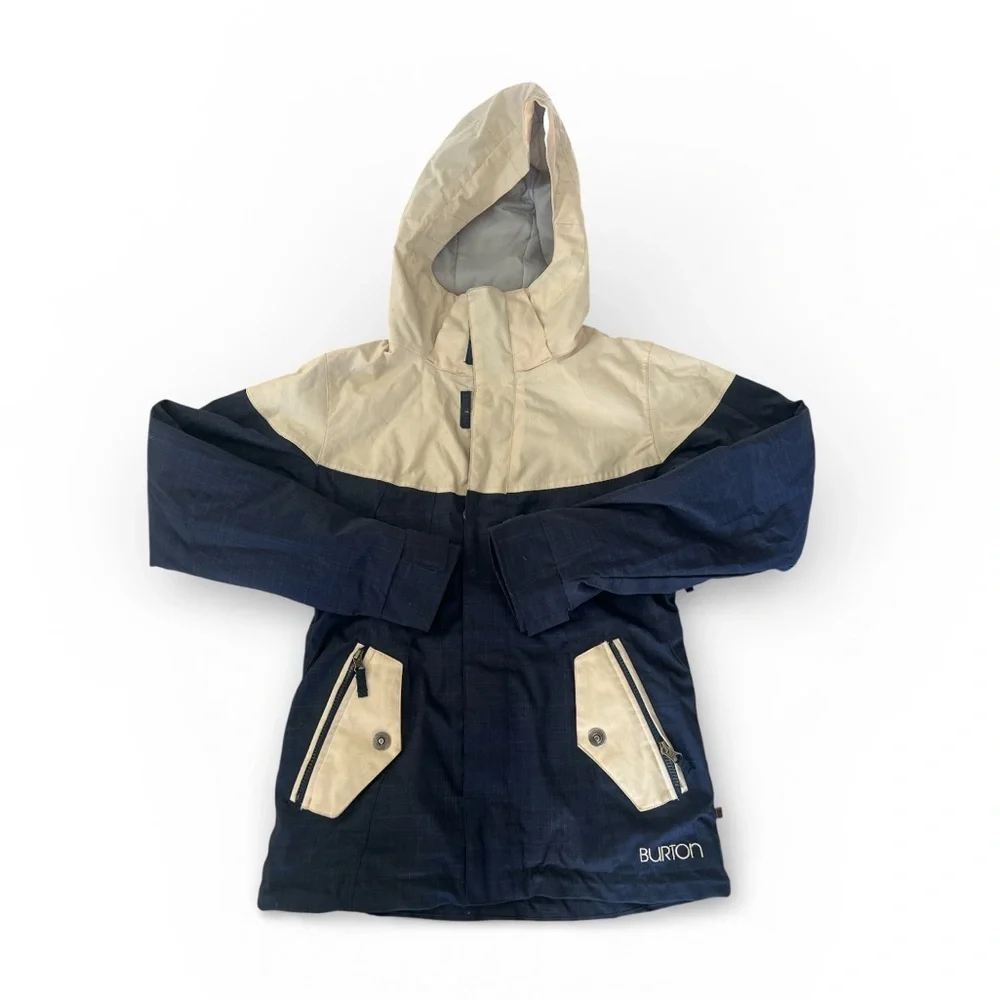 Burton Priscilla Women’s Snowboard Ski Jacket Navy Tan Size S Dryride